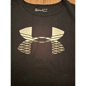 Under Armour HeatGear Cropped T-Shirt Womens XL Black Athletic Logo